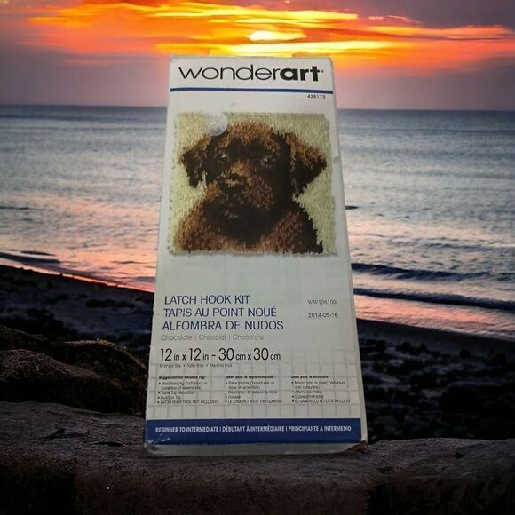 Wonderart Chocolate Lab Latch Hook Rug Kit Dog Pillow 12 x 12 NEW Open Box Caron - Picture 11 of 15